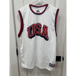 USA Basketball Jersey Tank Top White Red Blue Mens Size L  Athletic